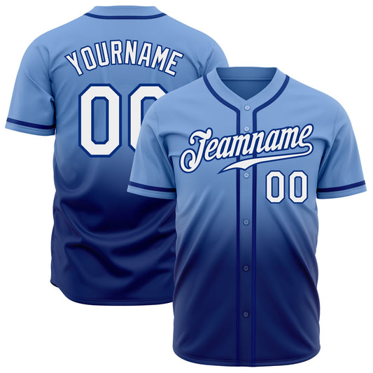 Custom Light Blue White-Royal Authentic Fade Fashion Baseball Jersey - Sky-Custom