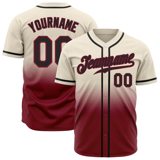 Custom Cream Black-Crimson Authentic Fade Fashion Baseball Jersey - Sky-Custom