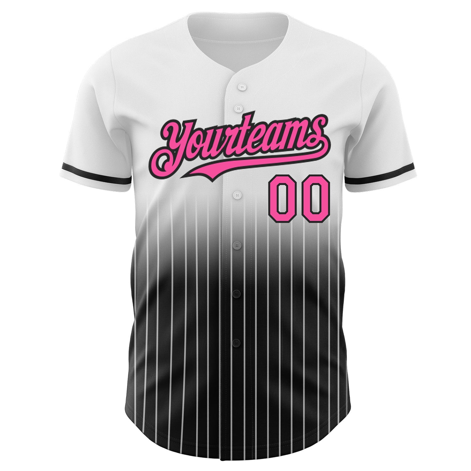Custom White Pinstripe Pink-Black Authentic Fade Fashion Baseball Jersey - Sky-Custom