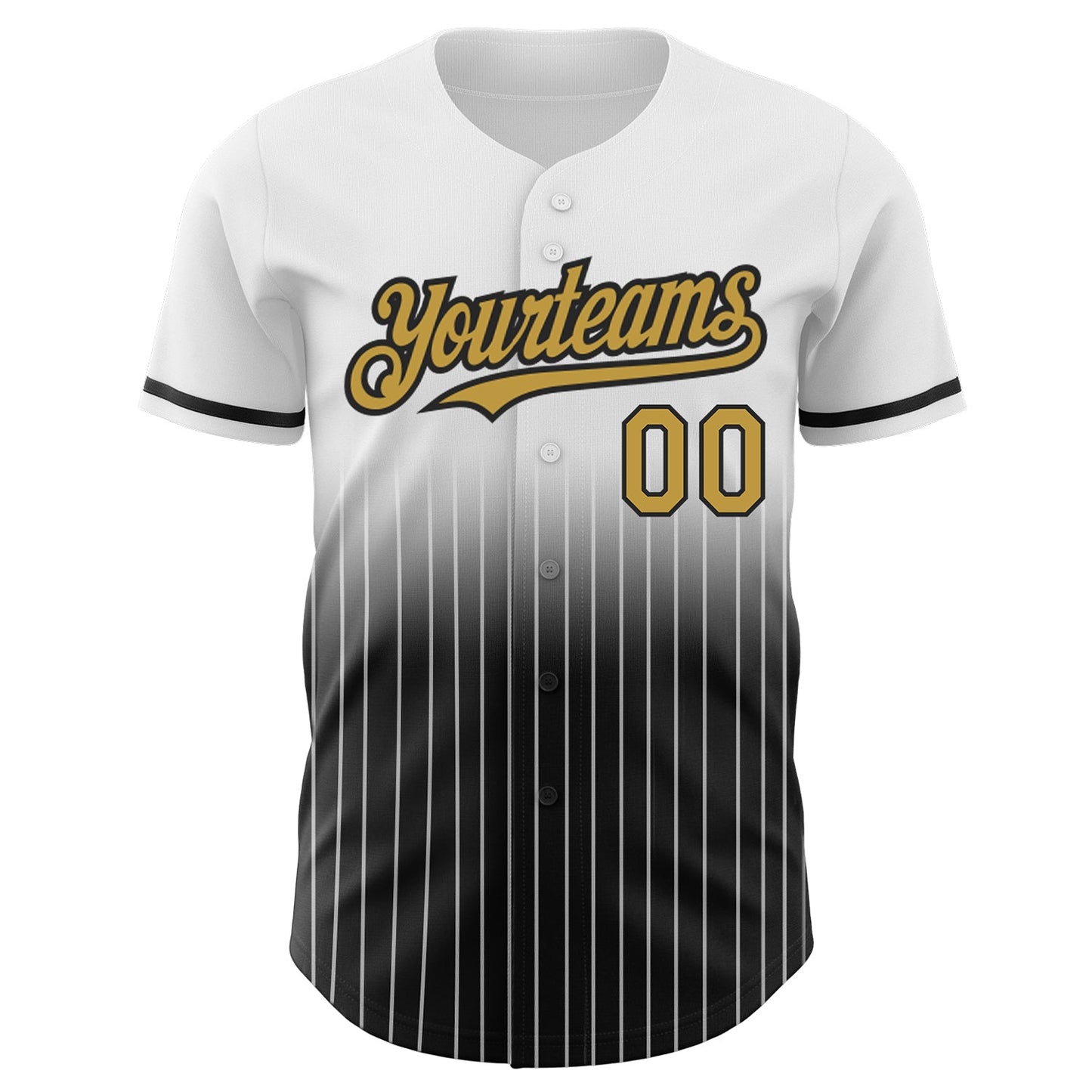 Custom White Pinstripe Old Gold-Black Authentic Fade Fashion Baseball Jersey - Sky-Custom