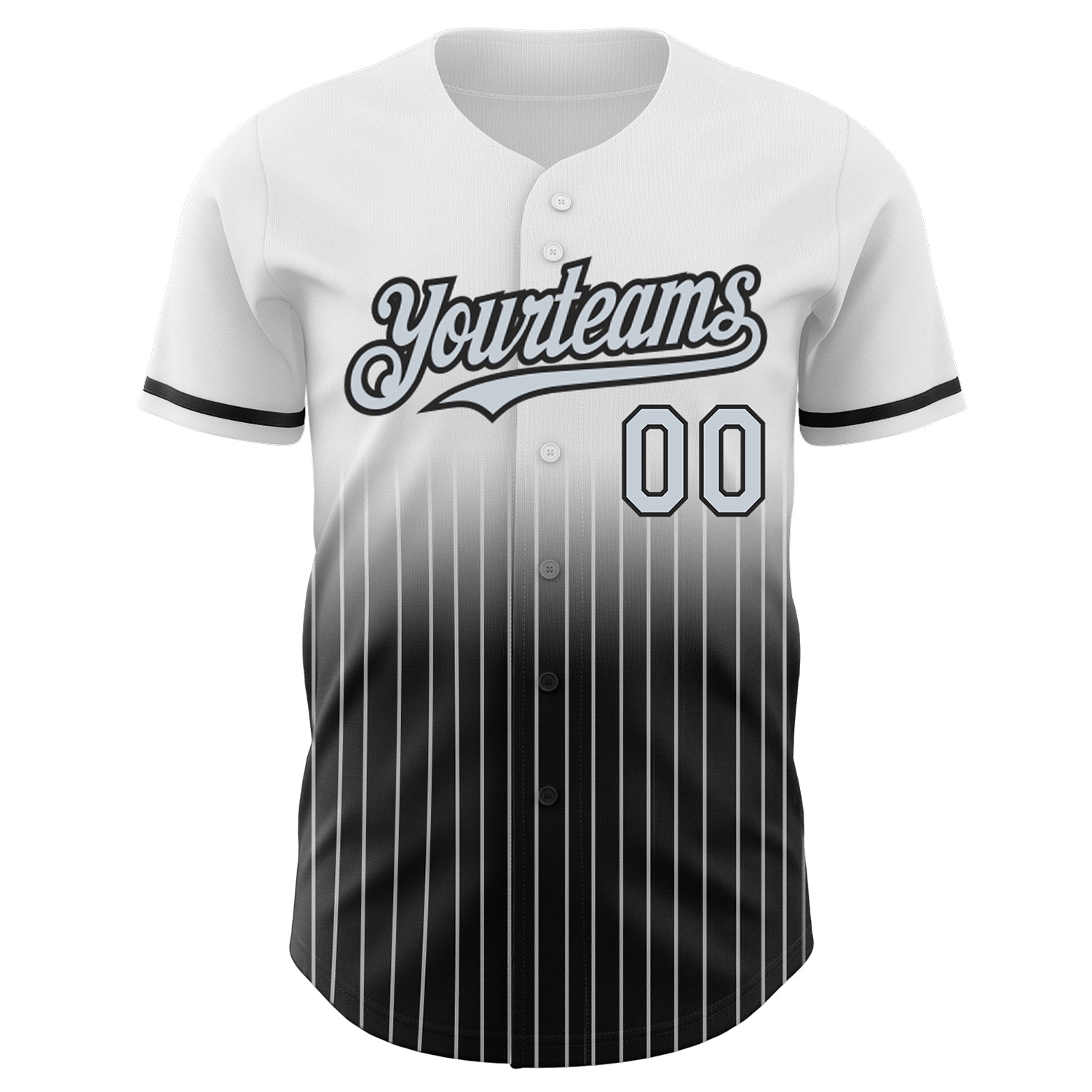Custom White Pinstripe Silver-Black Authentic Fade Fashion Baseball Jersey - Sky-Custom