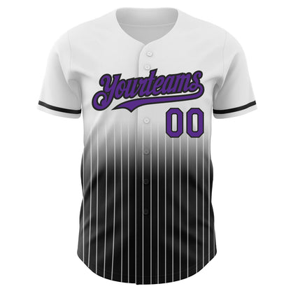 Custom White Pinstripe Purple-Black Authentic Fade Fashion Baseball Jersey - Sky-Custom
