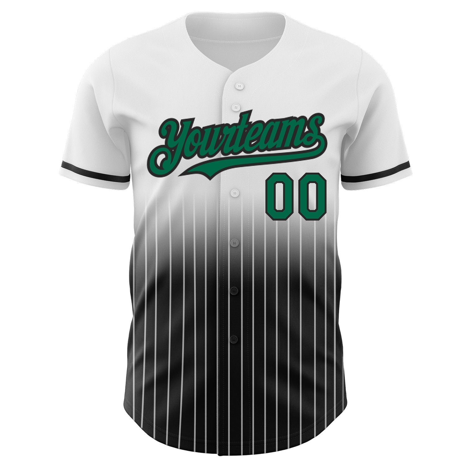 Custom White Pinstripe Kelly Green-Black Authentic Fade Fashion Baseball Jersey - Sky-Custom