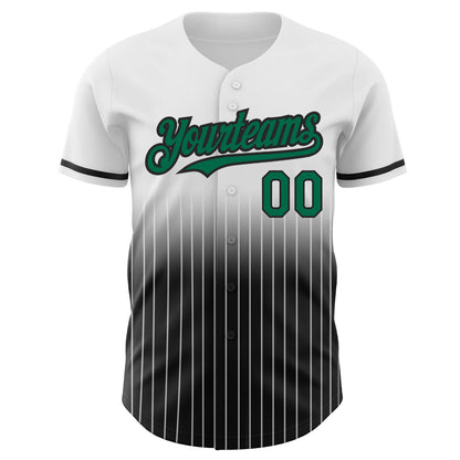 Custom White Pinstripe Kelly Green-Black Authentic Fade Fashion Baseball Jersey - Sky-Custom
