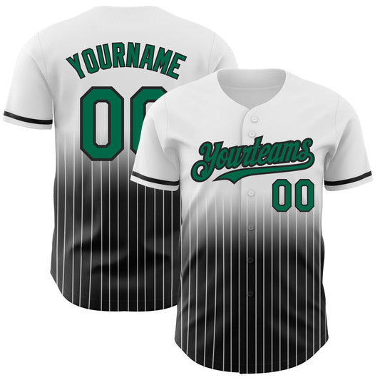 Custom White Pinstripe Kelly Green-Black Authentic Fade Fashion Baseball Jersey - Sky-Custom