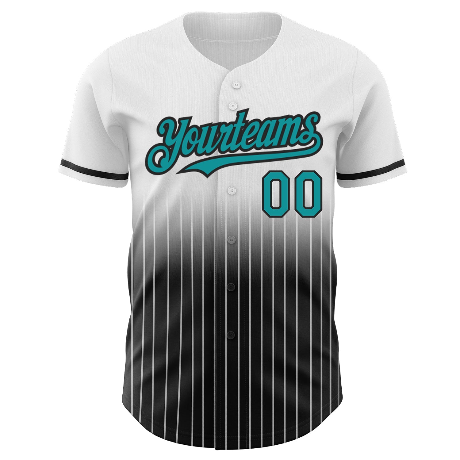 Custom White Pinstripe Teal-Black Authentic Fade Fashion Baseball Jersey - Sky-Custom