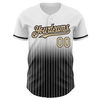 Custom White Pinstripe Vegas Gold-Black Authentic Fade Fashion Baseball Jersey - Sky-Custom