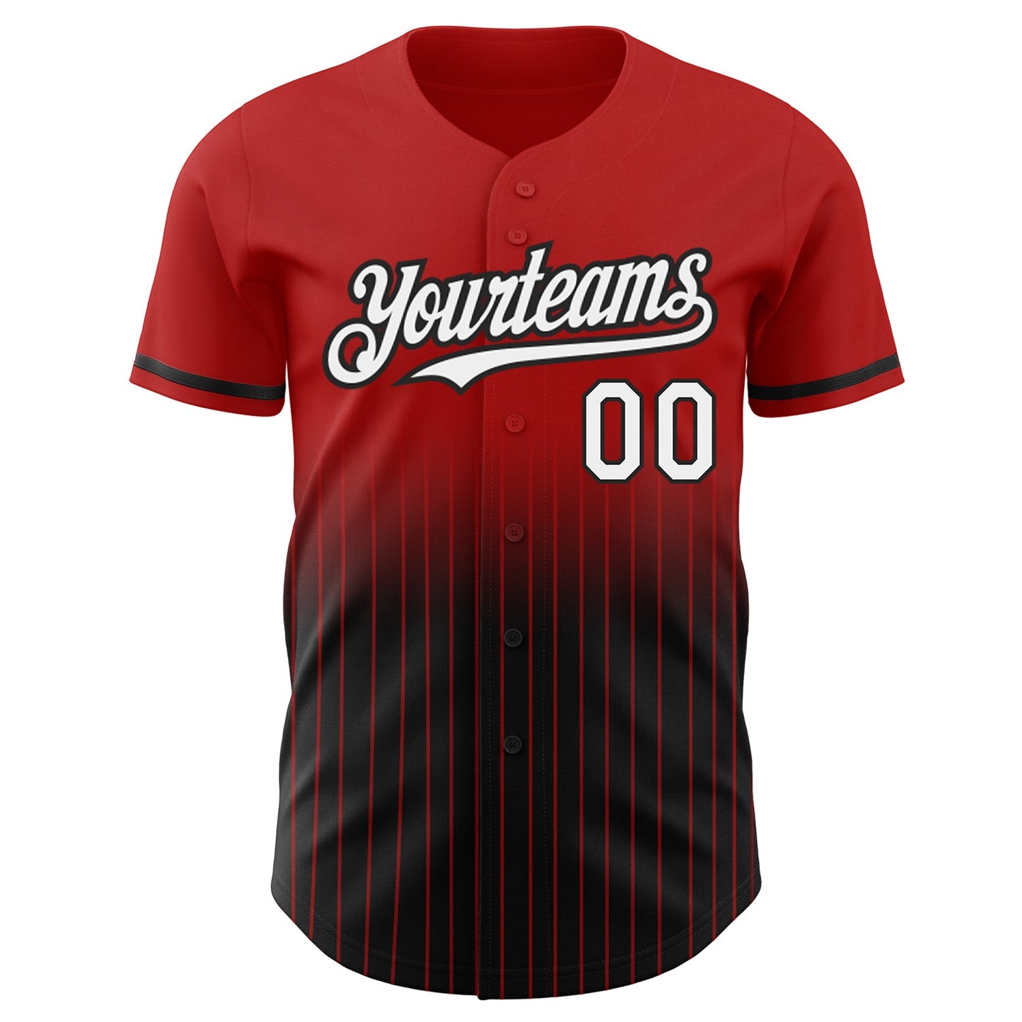 Custom Red Pinstripe White-Black Authentic Fade Fashion Baseball Jersey - Sky-Custom