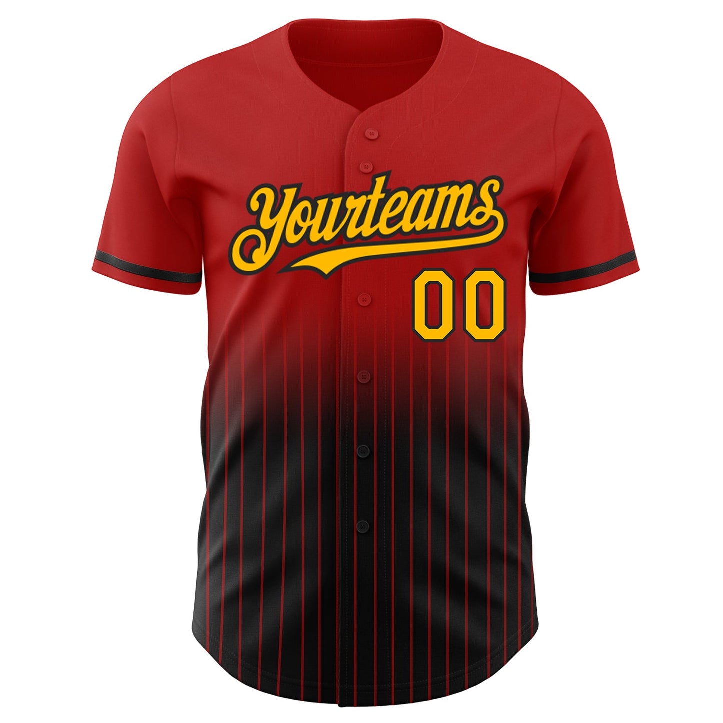 Custom Red Pinstripe Gold-Black Authentic Fade Fashion Baseball Jersey - Sky-Custom