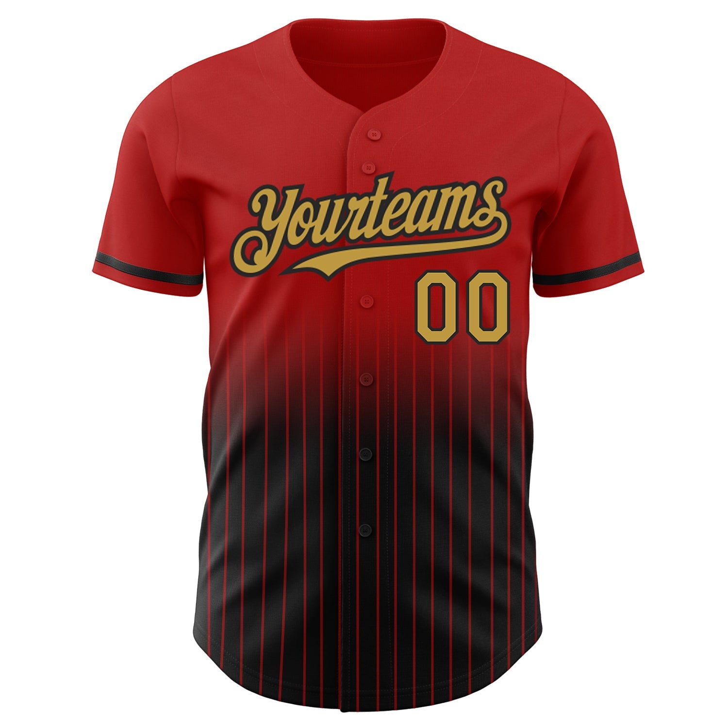 Custom Red Pinstripe Old Gold-Black Authentic Fade Fashion Baseball Jersey - Sky-Custom
