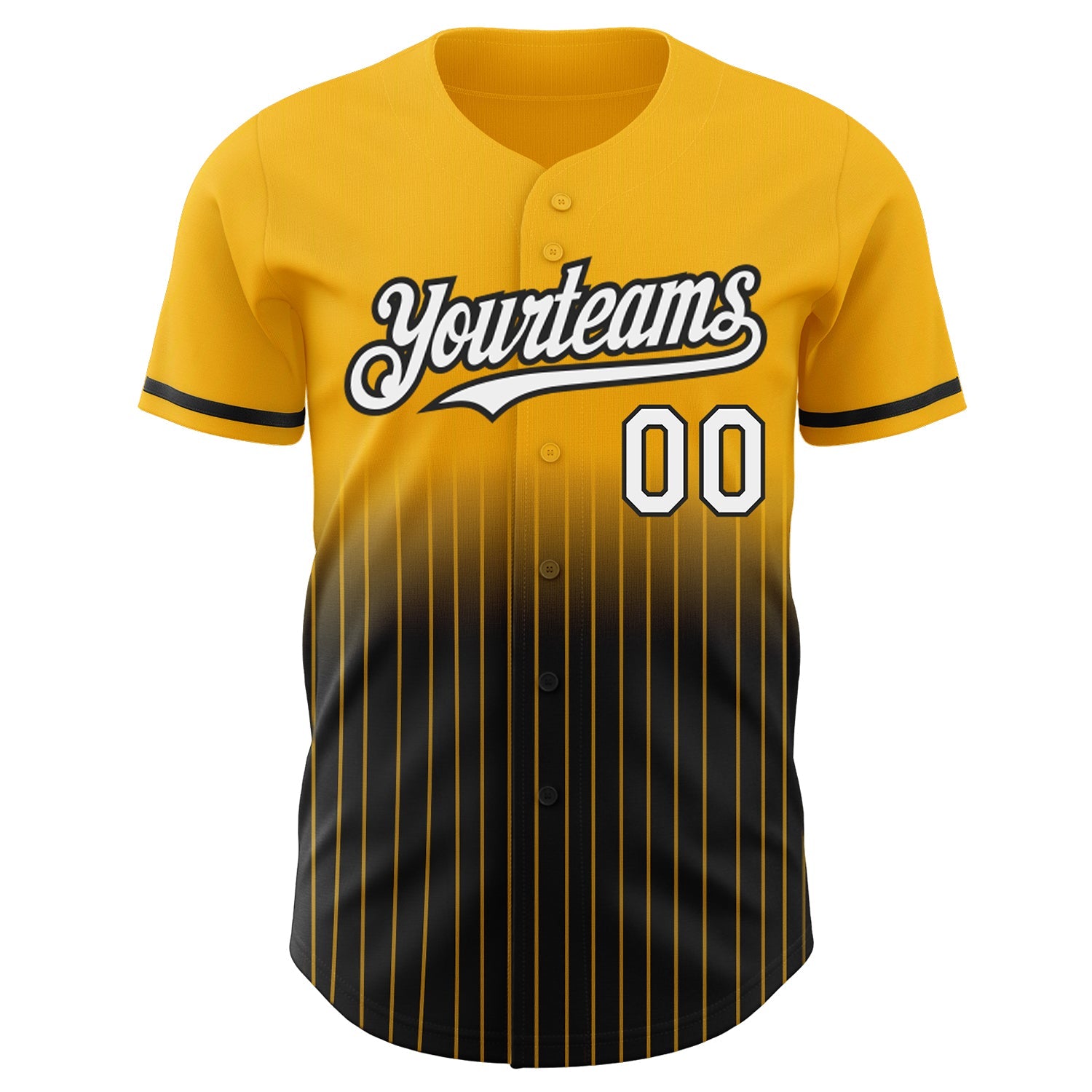 Custom Gold Pinstripe White-Black Authentic Fade Fashion Baseball Jersey - Sky-Custom