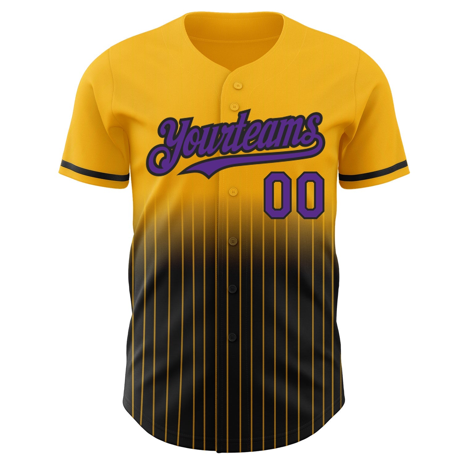Custom Gold Pinstripe Purple-Black Authentic Fade Fashion Baseball Jersey - Sky-Custom