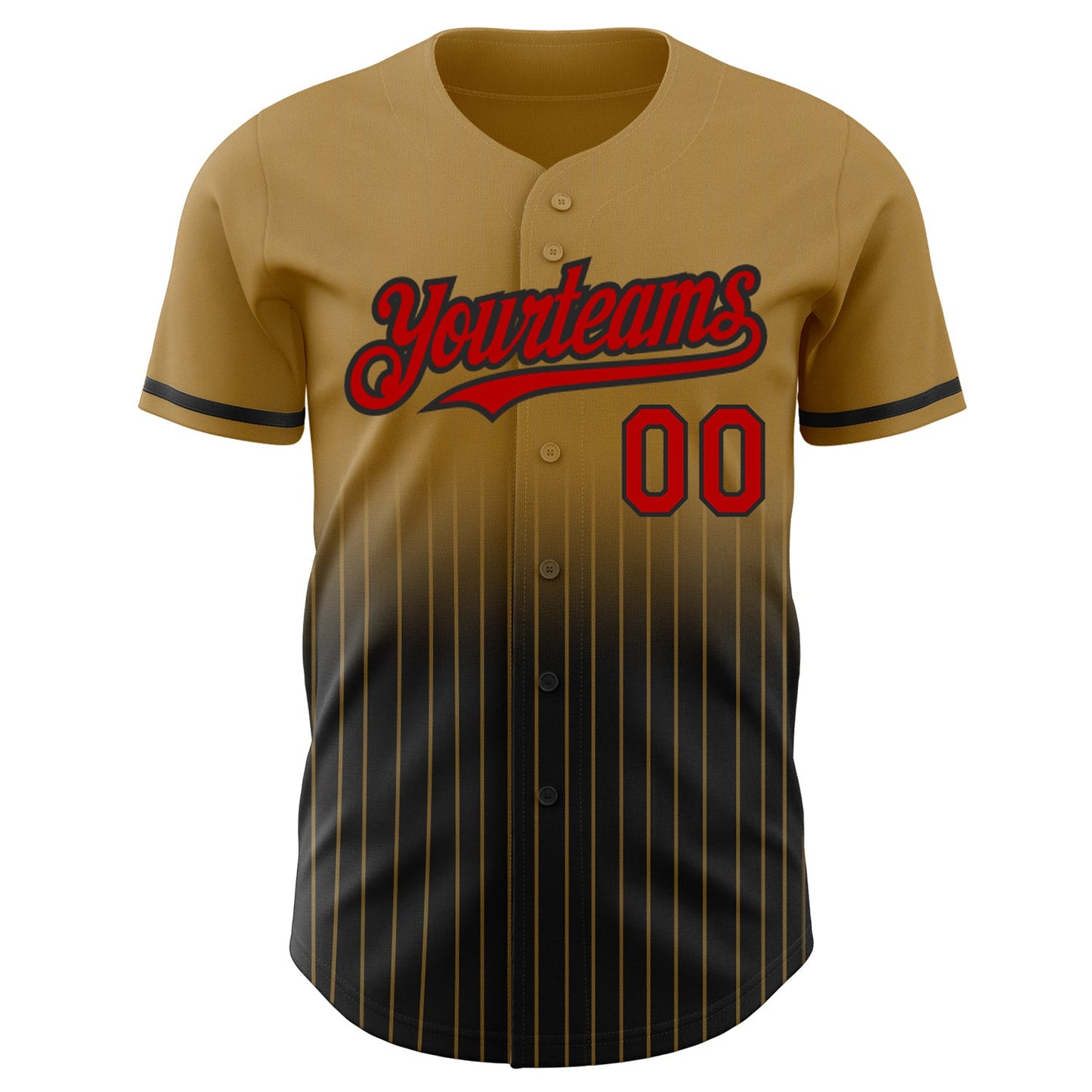 Custom Old Gold Pinstripe Red-Black Authentic Fade Fashion Baseball Jersey - Sky-Custom