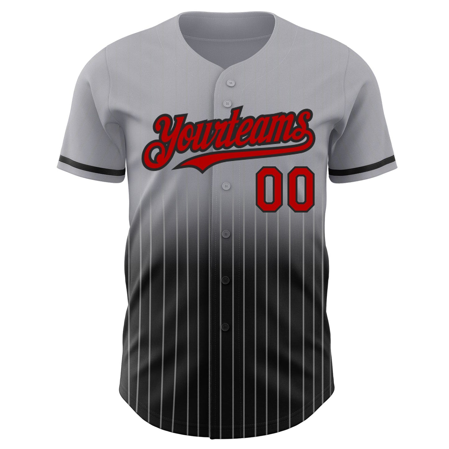 Custom Gray Pinstripe Red-Black Authentic Fade Fashion Baseball Jersey - Sky-Custom