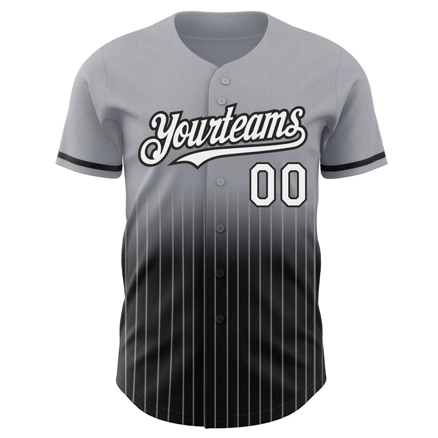 Custom Gray Pinstripe White-Black Authentic Fade Fashion Baseball Jersey - Sky-Custom