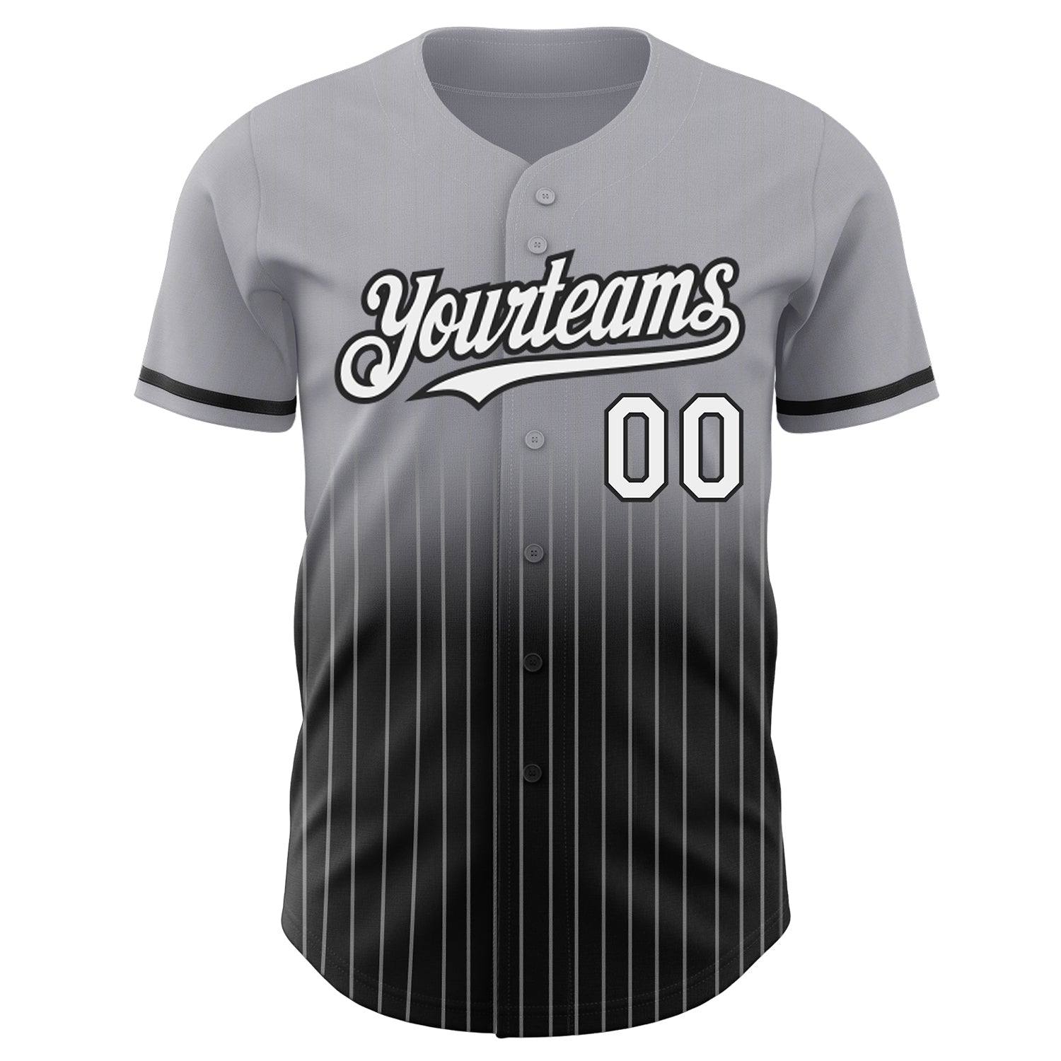 Custom Gray Pinstripe White-Black Authentic Fade Fashion Baseball Jersey - Sky-Custom
