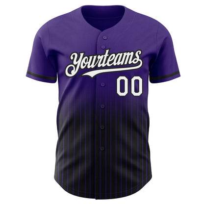 Custom Purple Pinstripe White-Black Authentic Fade Fashion Baseball Jersey - Sky-Custom
