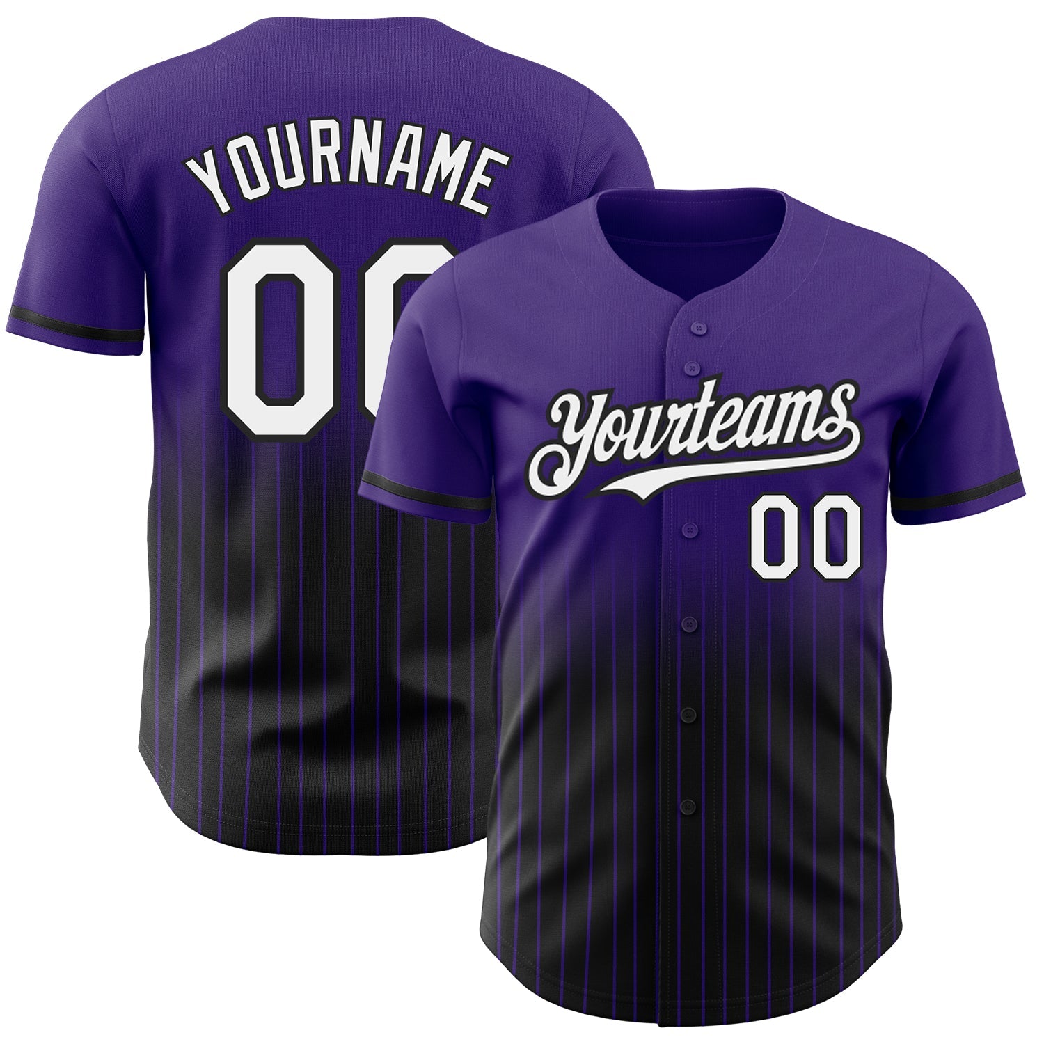 Custom Purple Pinstripe White-Black Authentic Fade Fashion Baseball Jersey - Sky-Custom