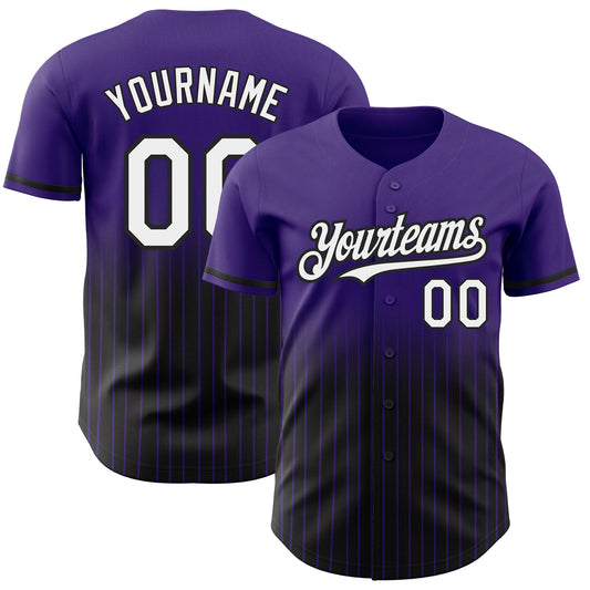 Custom Purple Pinstripe White-Black Authentic Fade Fashion Baseball Jersey - Sky-Custom
