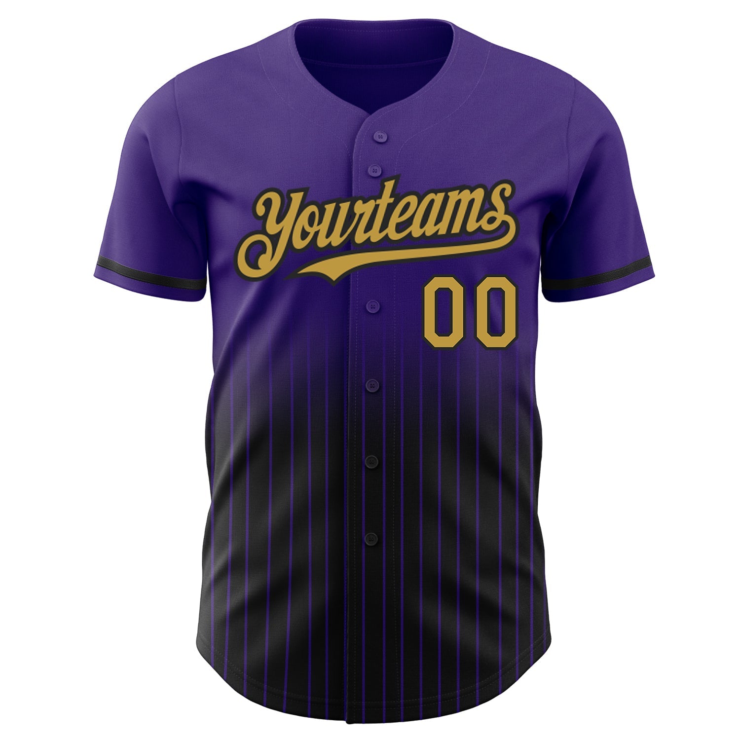 Custom Purple Pinstripe Old Gold-Black Authentic Fade Fashion Baseball Jersey - Sky-Custom