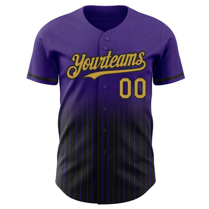 Custom Purple Pinstripe Old Gold-Black Authentic Fade Fashion Baseball Jersey - Sky-Custom