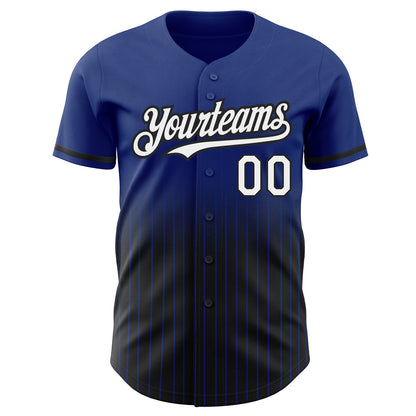 Custom Royal Pinstripe White-Black Authentic Fade Fashion Baseball Jersey - Sky-Custom