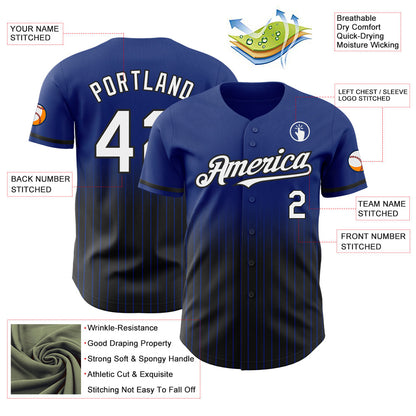 Custom Royal Pinstripe White-Black Authentic Fade Fashion Baseball Jersey - Sky-Custom