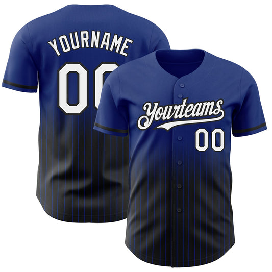 Custom Royal Pinstripe White-Black Authentic Fade Fashion Baseball Jersey - Sky-Custom