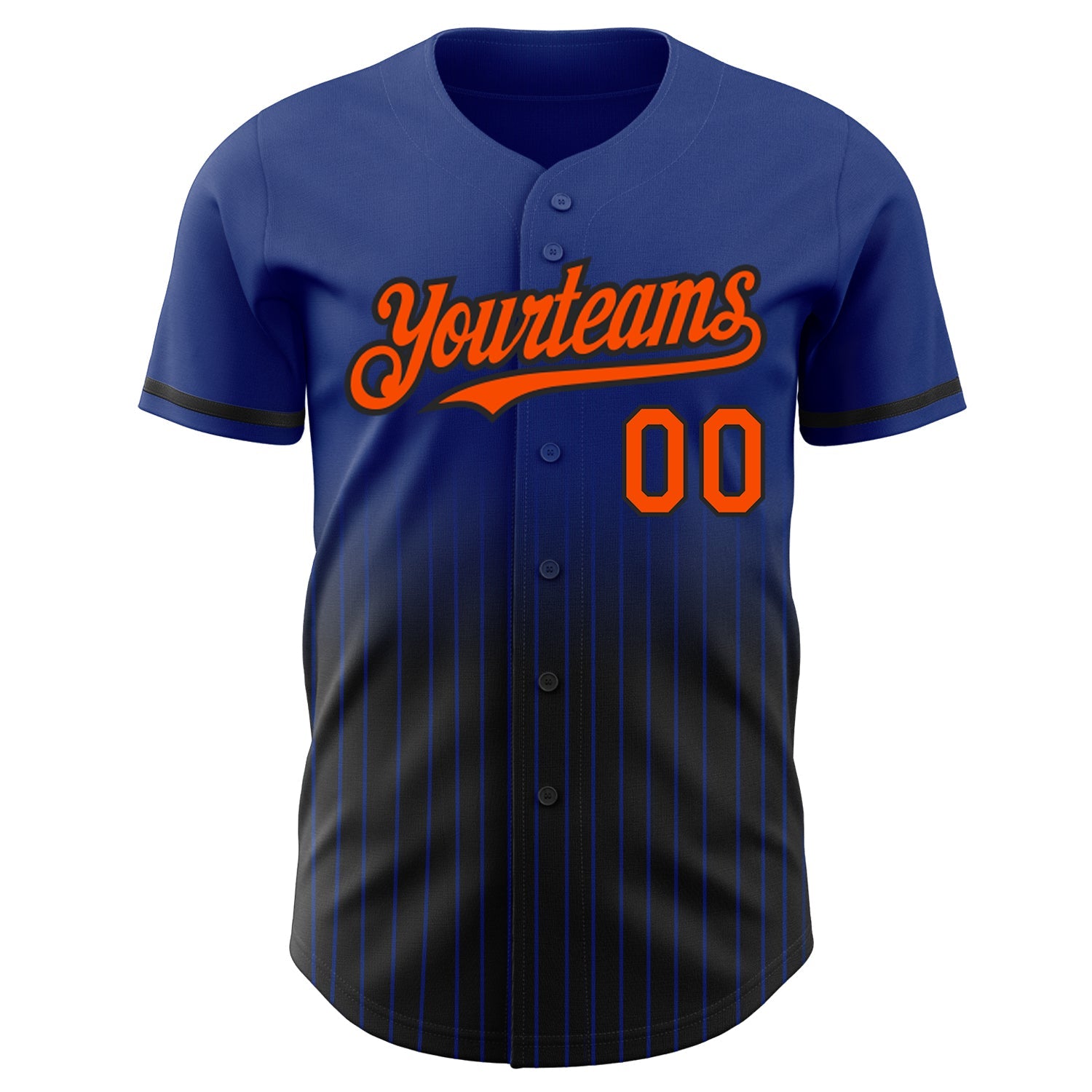Custom Royal Pinstripe Orange-Black Authentic Fade Fashion Baseball Jersey - Sky-Custom