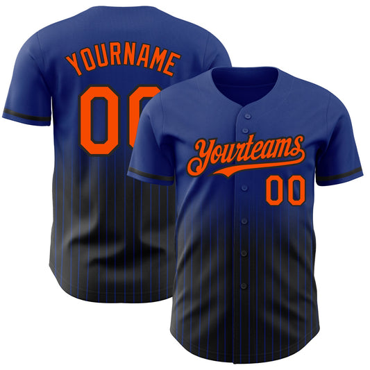 Custom Royal Pinstripe Orange-Black Authentic Fade Fashion Baseball Jersey - Sky-Custom