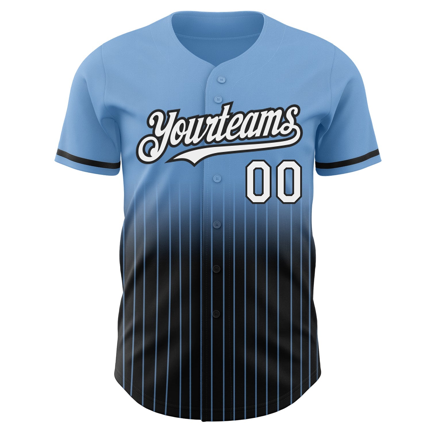 Custom Light Blue Pinstripe White-Black Authentic Fade Fashion Baseball Jersey - Sky-Custom