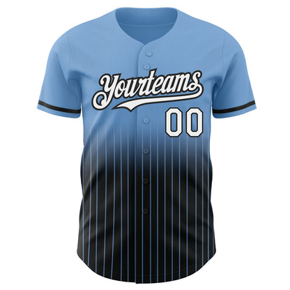 Custom Light Blue Pinstripe White-Black Authentic Fade Fashion Baseball Jersey - Sky-Custom