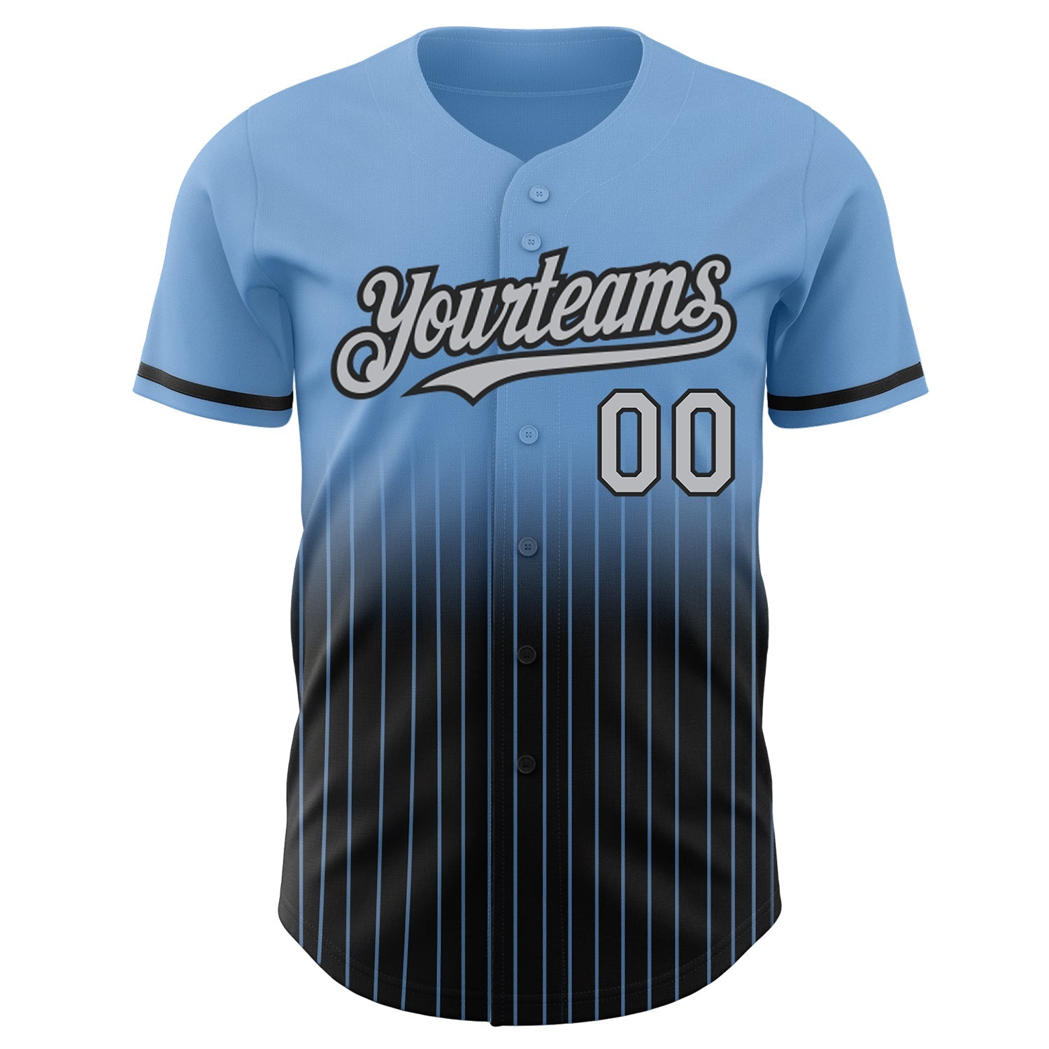 Custom Light Blue Pinstripe Gray-Black Authentic Fade Fashion Baseball Jersey - Sky-Custom