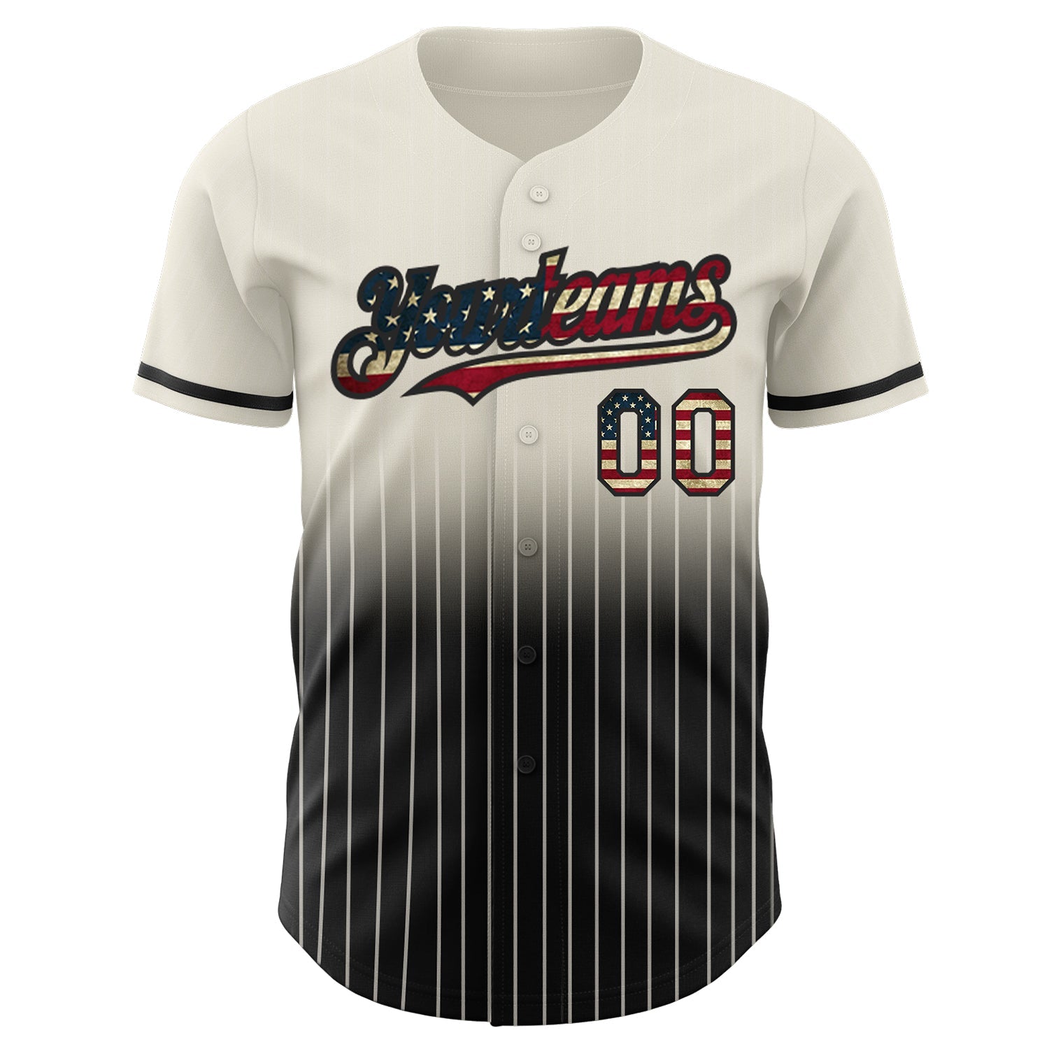 Custom Cream Pinstripe Vintage USA Flag-Black Authentic Fade Fashion Baseball Jersey - Sky-Custom