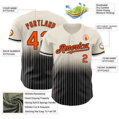 Custom Cream Pinstripe Orange-Black Authentic Fade Fashion Baseball Jersey - Sky-Custom