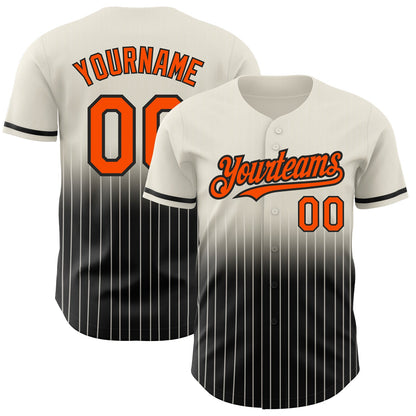 Custom Cream Pinstripe Orange-Black Authentic Fade Fashion Baseball Jersey - Sky-Custom