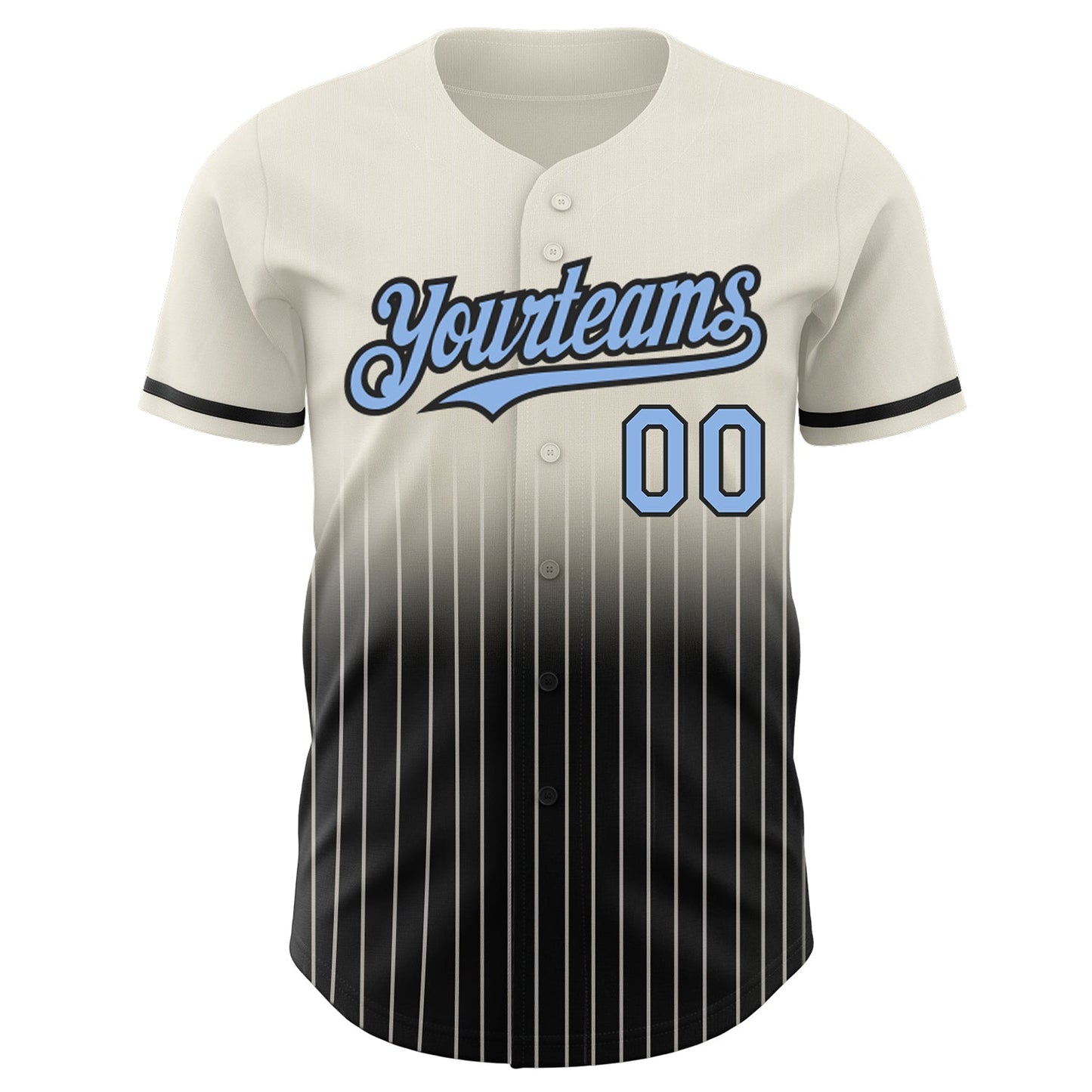 Custom Cream Pinstripe Light Blue-Black Authentic Fade Fashion Baseball Jersey - Sky-Custom