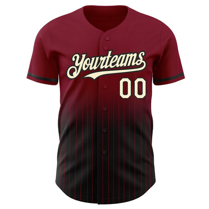 Custom Crimson Pinstripe Cream-Black Authentic Fade Fashion Baseball Jersey - Sky-Custom