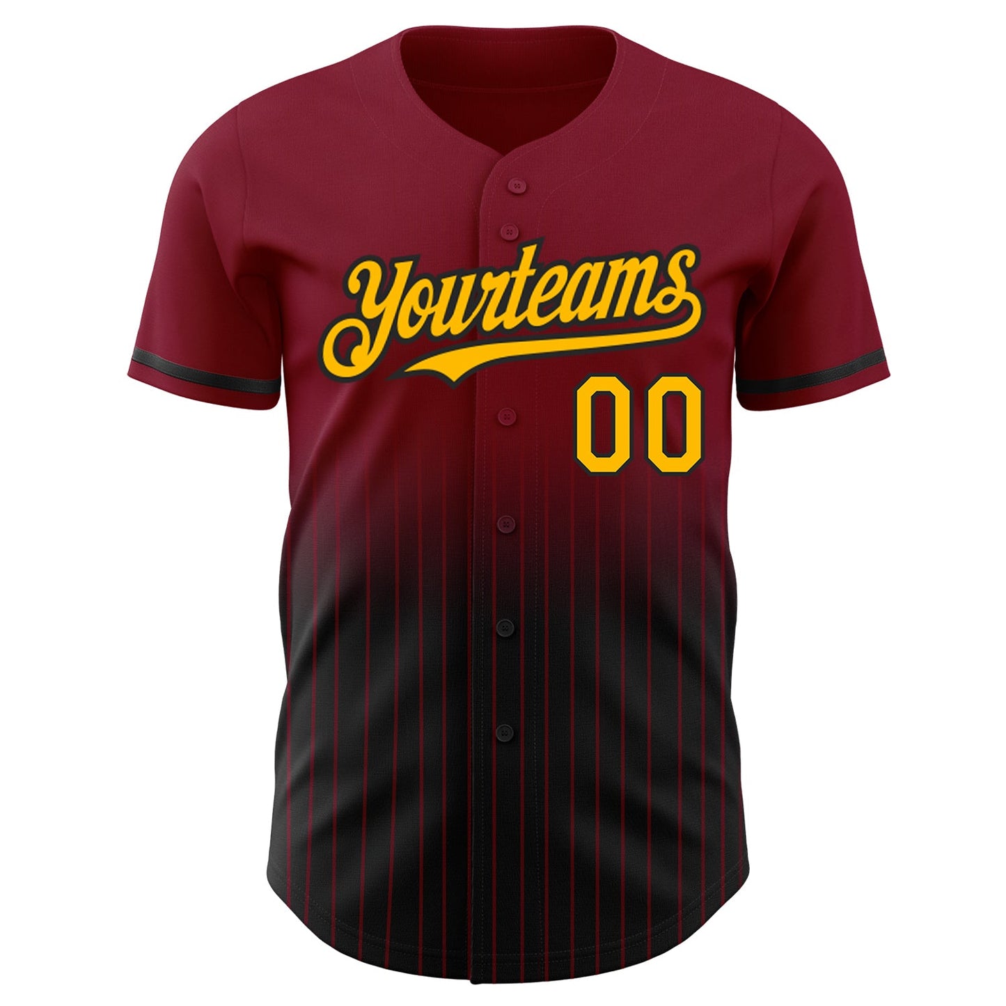 Custom Crimson Pinstripe Gold-Black Authentic Fade Fashion Baseball Jersey - Sky-Custom