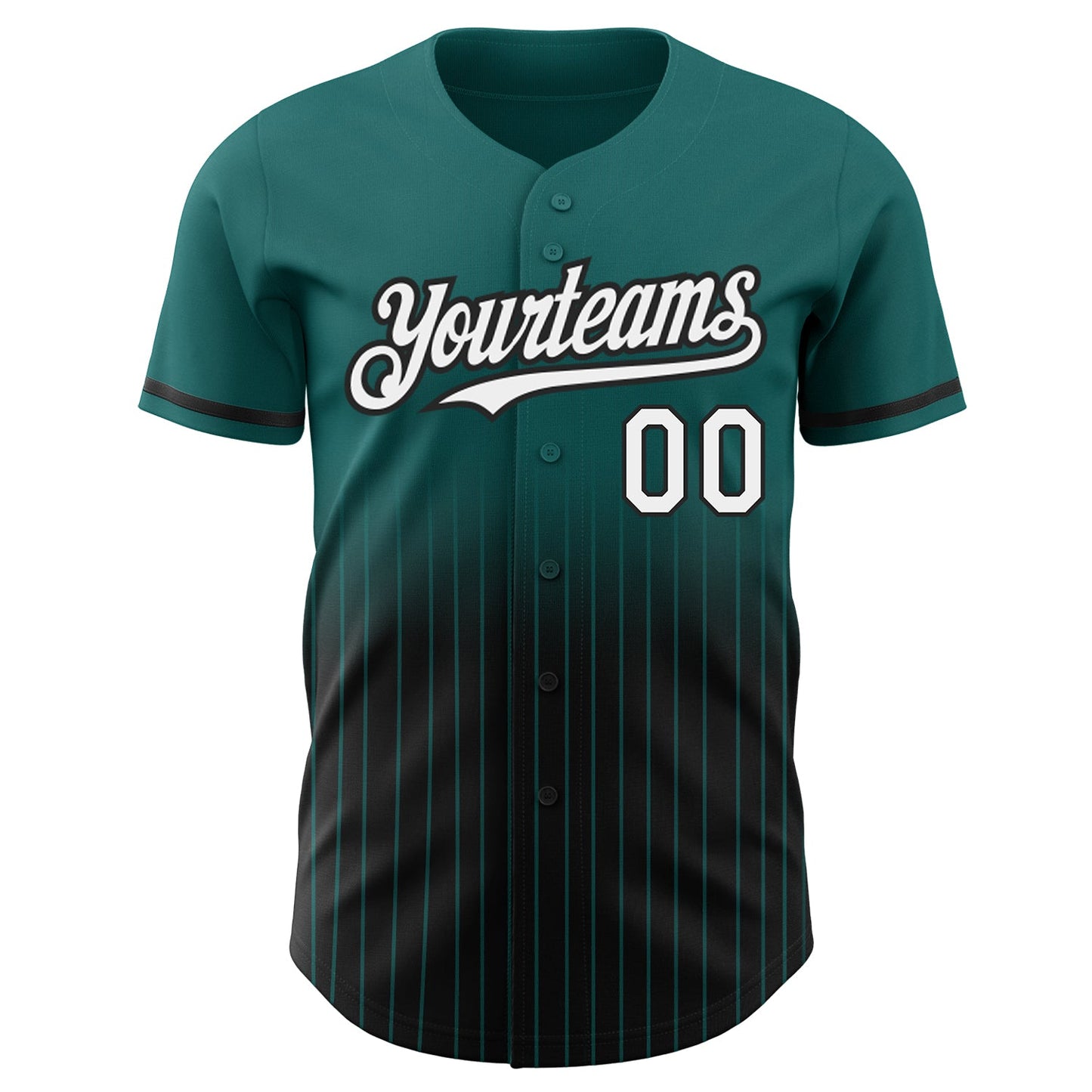 Custom Teal Pinstripe White-Black Authentic Fade Fashion Baseball Jersey - Sky-Custom
