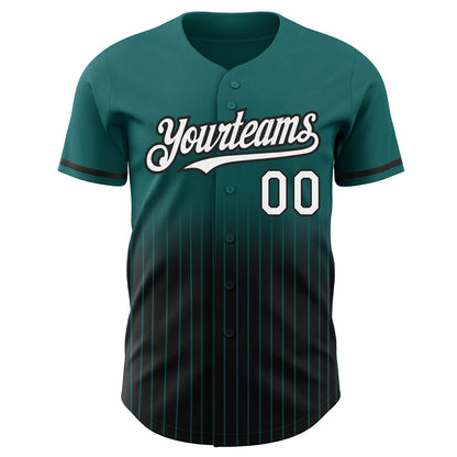 Custom Teal Pinstripe White-Black Authentic Fade Fashion Baseball Jersey - Sky-Custom