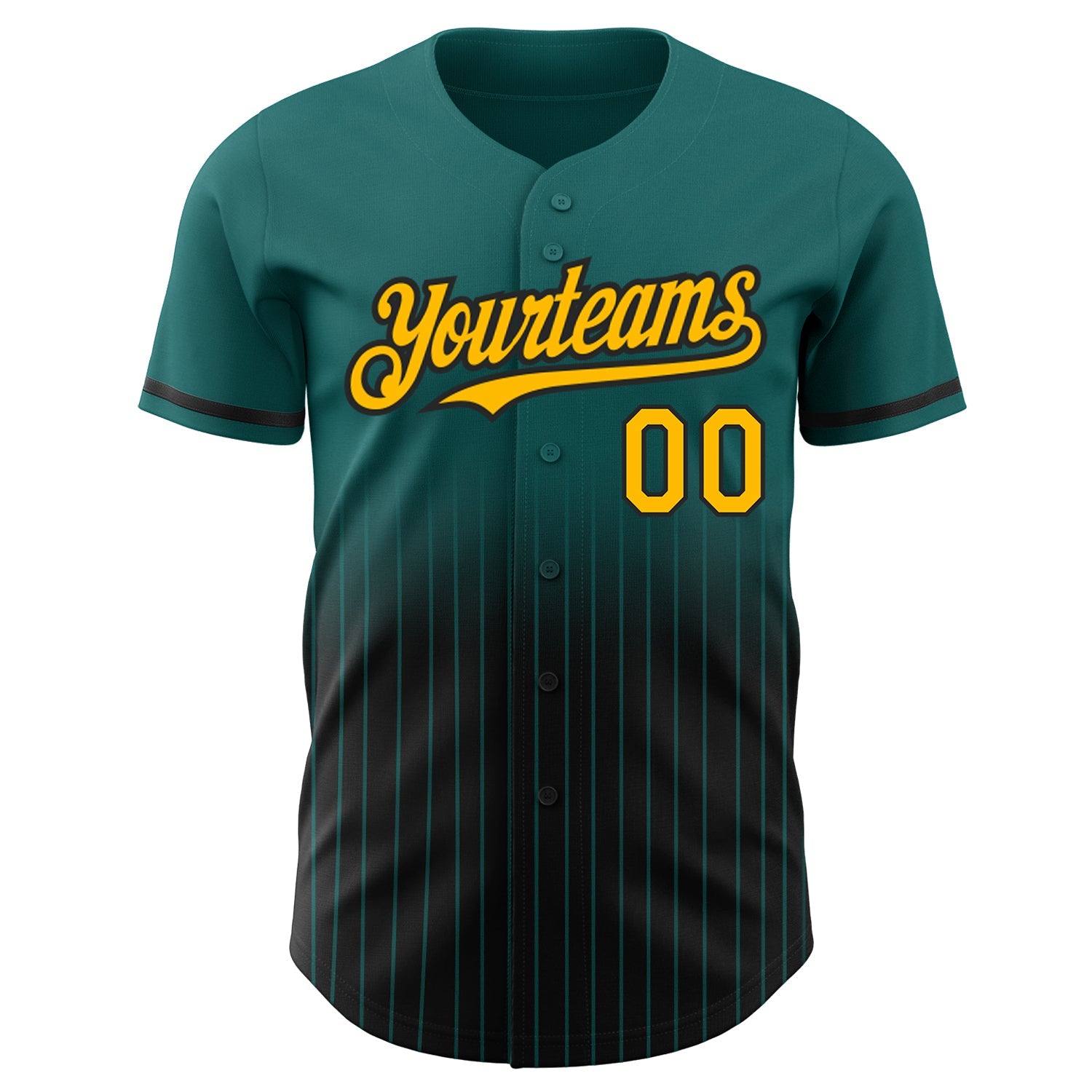 Custom Teal Pinstripe Gold-Black Authentic Fade Fashion Baseball Jersey - Sky-Custom
