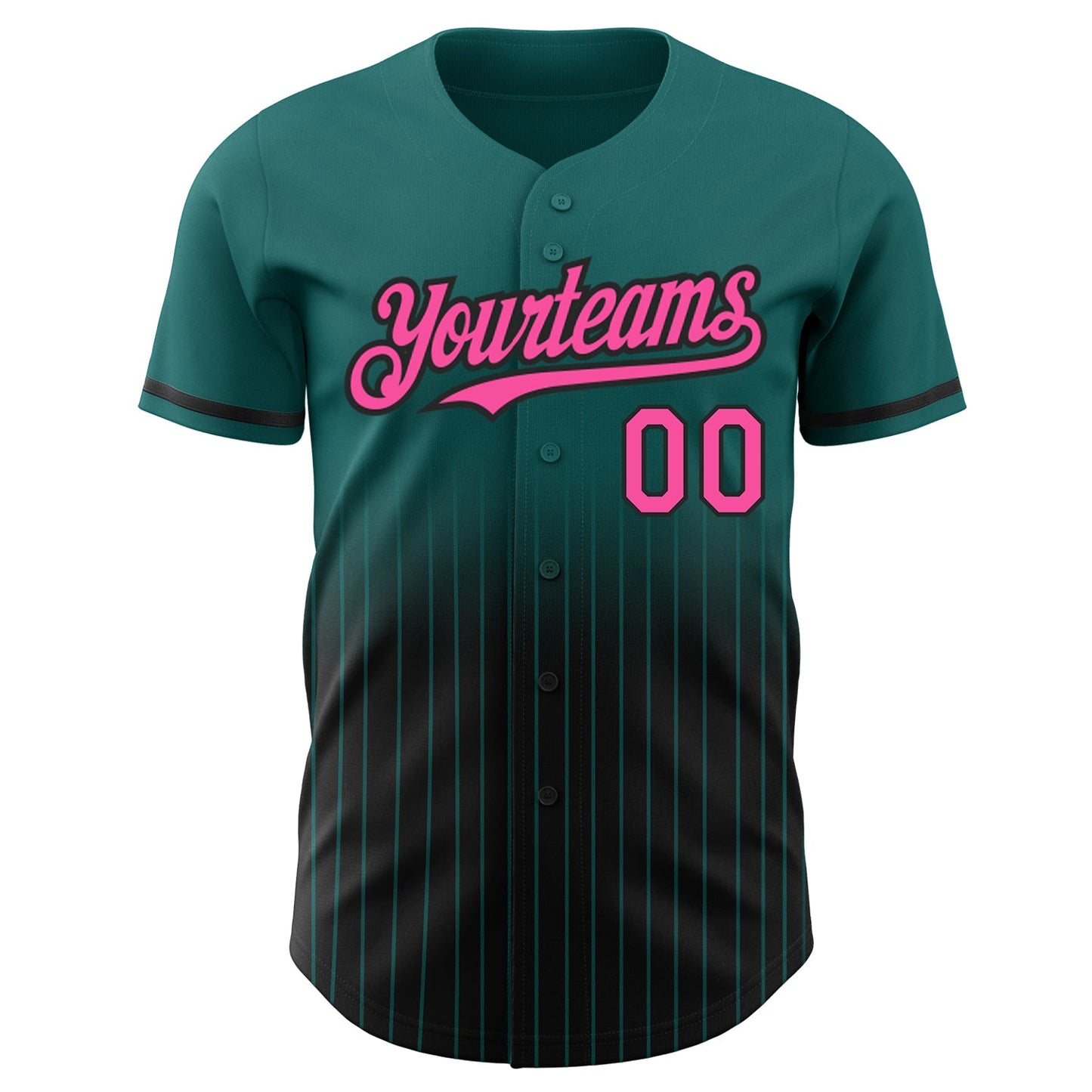 Custom Teal Pinstripe Pink-Black Authentic Fade Fashion Baseball Jersey - Sky-Custom