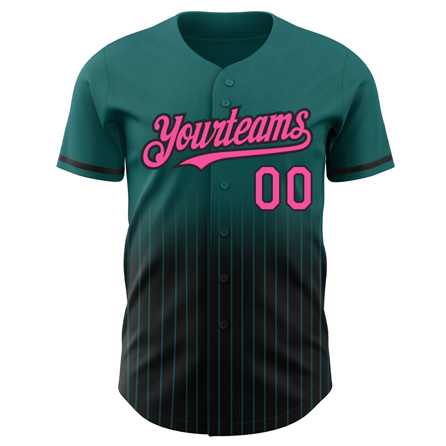 Custom Teal Pinstripe Pink-Black Authentic Fade Fashion Baseball Jersey - Sky-Custom
