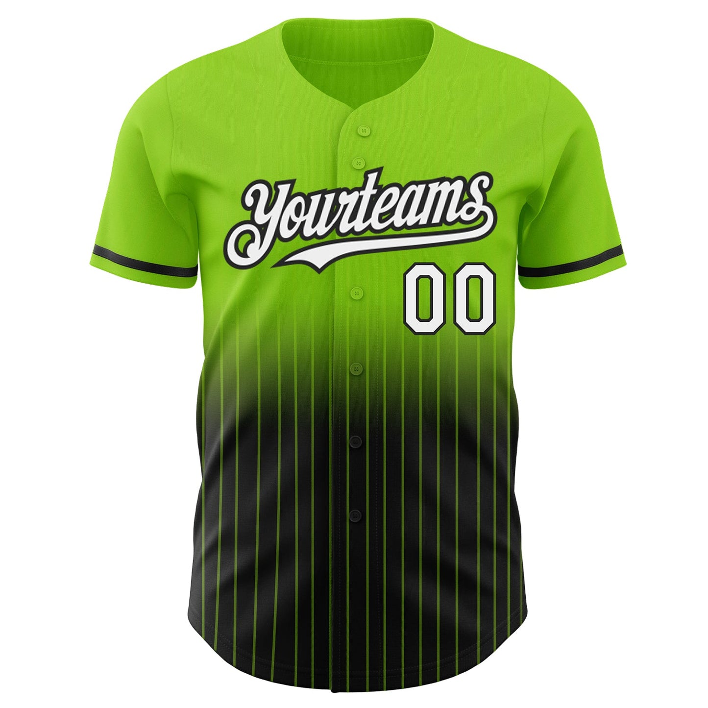 Custom Neon Green Pinstripe White-Black Authentic Fade Fashion Baseball Jersey - Sky-Custom