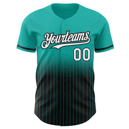 Custom Aqua Pinstripe White-Black Authentic Fade Fashion Baseball Jersey - Sky-Custom