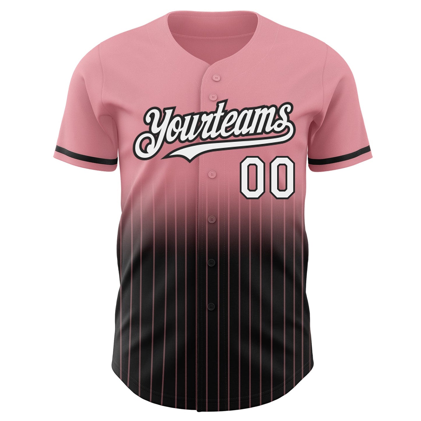 Custom Medium Pink Pinstripe White-Black Authentic Fade Fashion Baseball Jersey - Sky-Custom