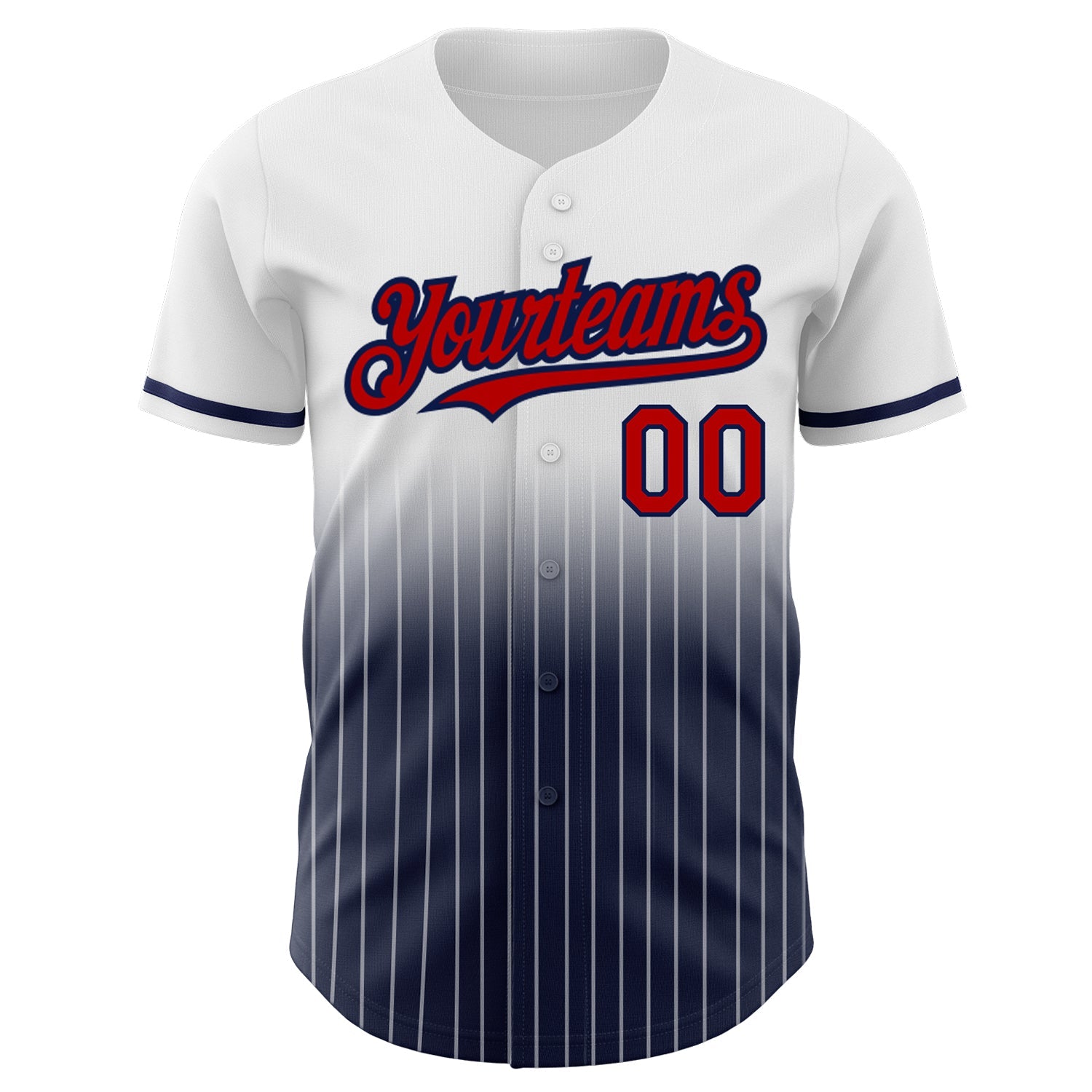 Custom White Pinstripe Red-Navy Authentic Fade Fashion Baseball Jersey - Sky-Custom