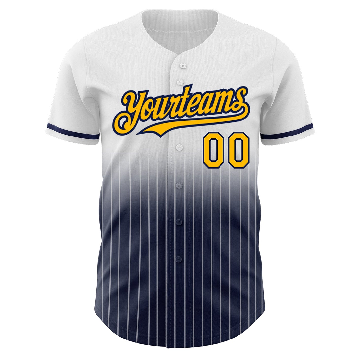 Custom White Pinstripe Gold-Navy Authentic Fade Fashion Baseball Jersey - Sky-Custom