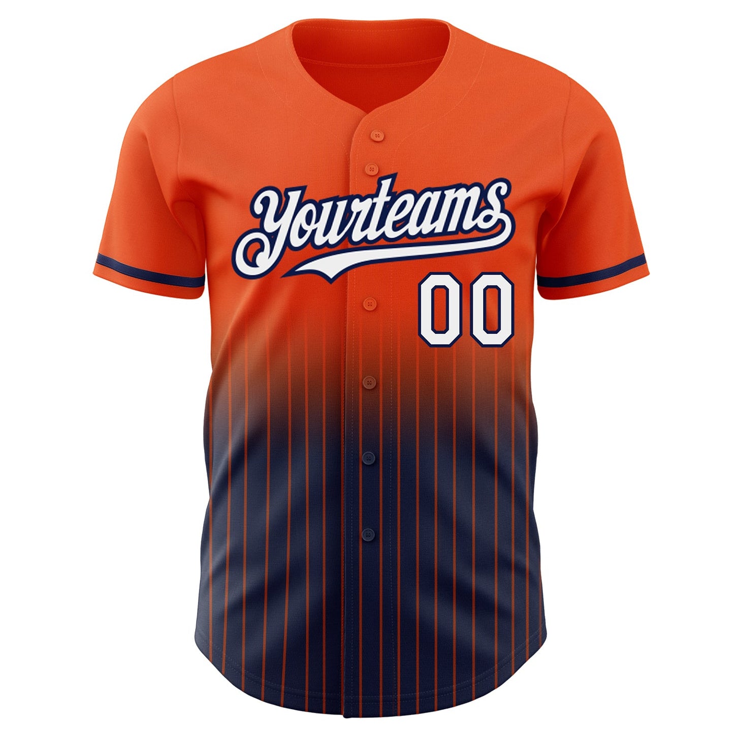 Custom Orange Pinstripe White-Navy Authentic Fade Fashion Baseball Jersey - Sky-Custom